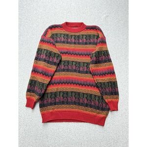 Artesanias Inka Sweater Mens Large Multicolor Baby Alpaca Crewneck Llama Peru